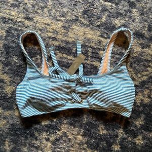 NWT J. Crew lace-up bikini top in faded stripe
